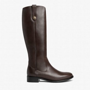 Kozaki Oficerki Thursday Boots Crown Damskie Ciemny Brązowe | XPR5491NZ