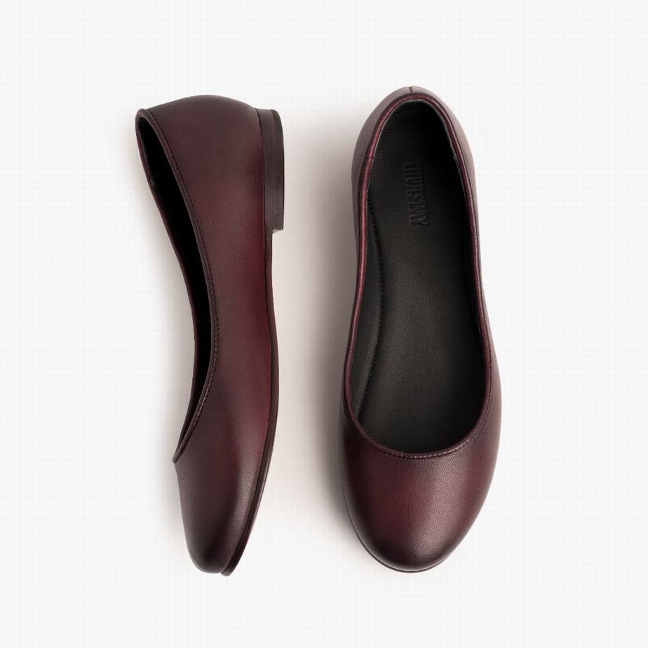 Baleriny Thursday Boots Feliz Damskie Bordowe | GIA9048RK