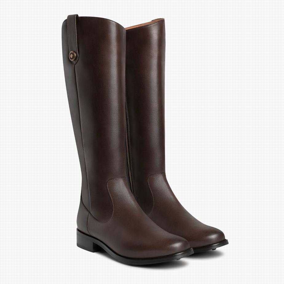 Kozaki Oficerki Thursday Boots Crown Damskie Ciemny Brązowe | XPR5491NZ