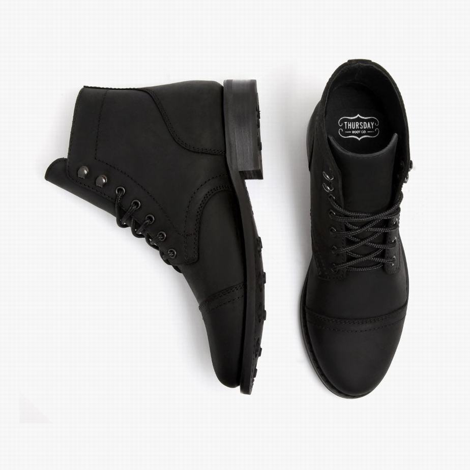 Kozaki Sznurowane Thursday Boots Captain Damskie Czarne | EVO7350WA