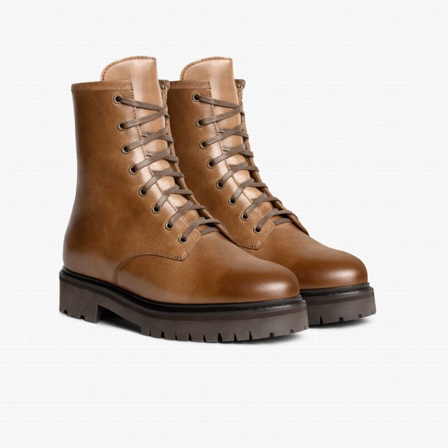 Kozaki Sznurowane Thursday Boots Combat Damskie Beżowe | XWN643OQ