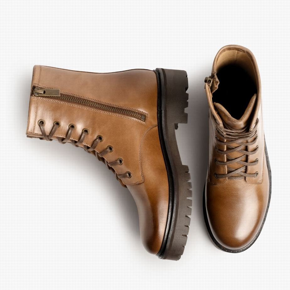 Kozaki Sznurowane Thursday Boots Combat Damskie Beżowe | XWN643OQ