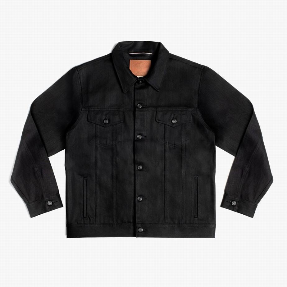 Kurtki Thursday Boots Selvedge Denim Trucker Męskie Czarne | SDH3244NA