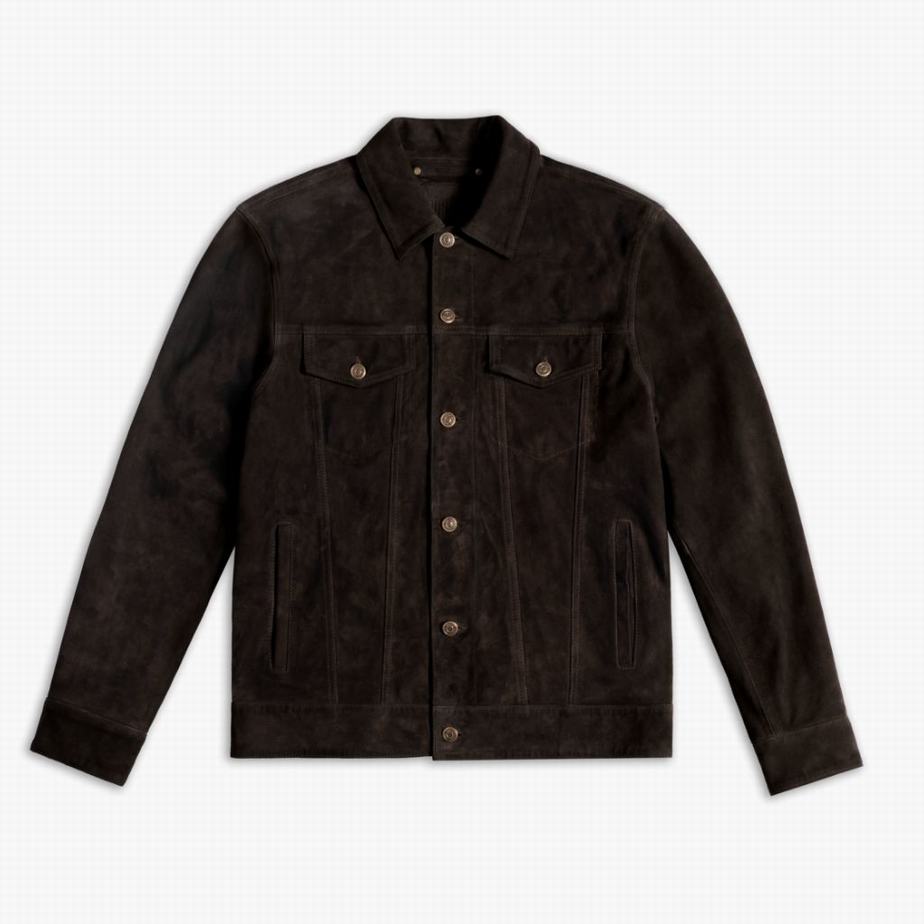 Kurtki Thursday Boots Suede Trucker Męskie Czekolada | BQE4749LD