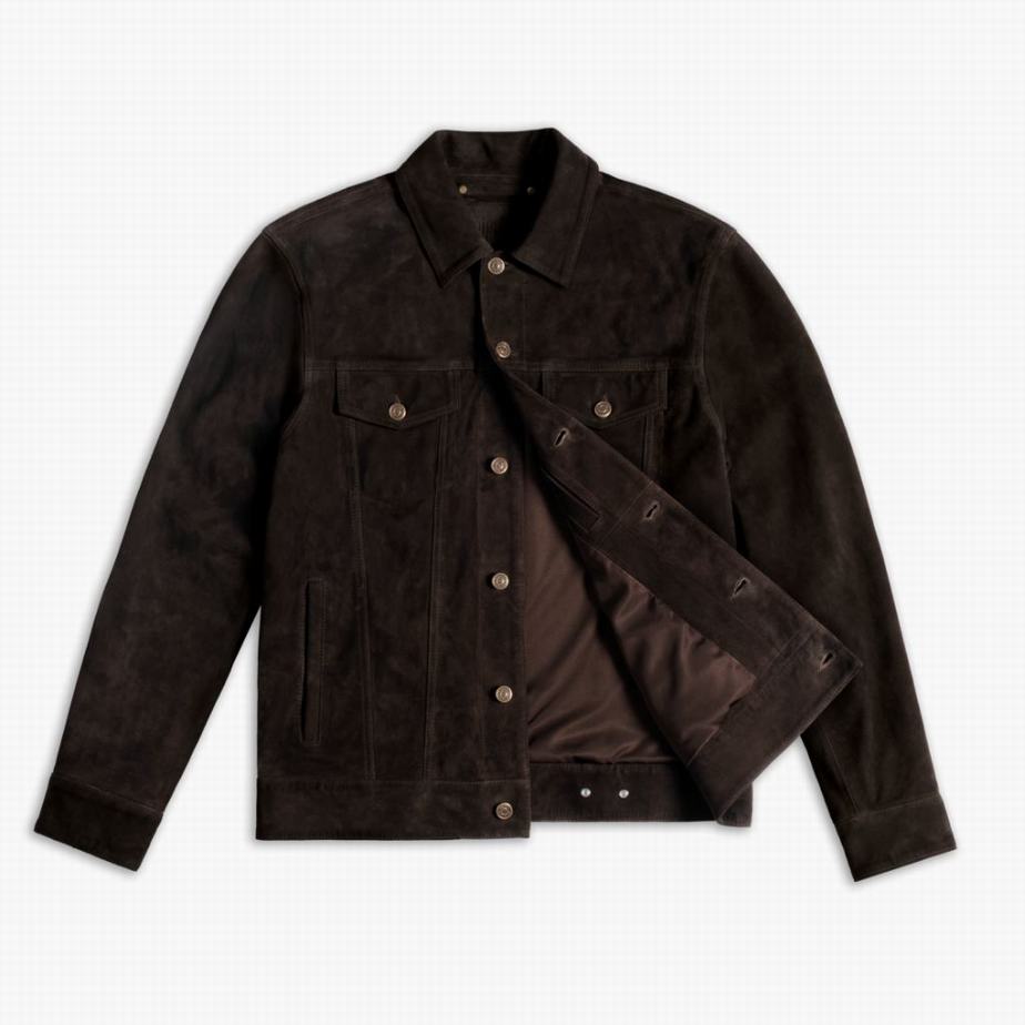 Kurtki Thursday Boots Suede Trucker Męskie Czekolada | BQE4749LD